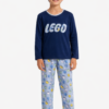 Conjunto longo masculino infantil em malha PV azul estampado