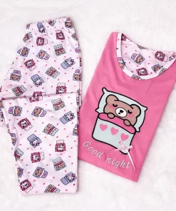 Conjunto Inverno Infantil Feminino em Malha PV Blusa lisa Calça Estampada - Imagem 4