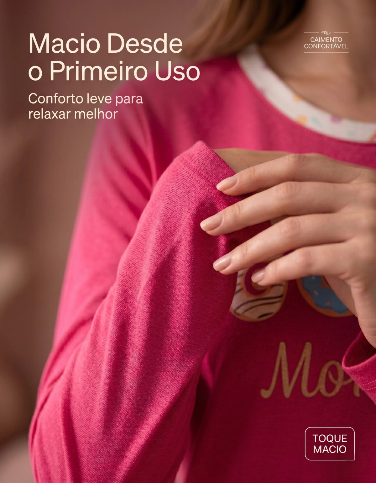 Conjunto Feminino Longo Em Malha Pv Donuts Good Morning - Imagem 4