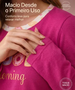Conjunto Feminino Longo Em Malha Pv Donuts Good Morning - Imagem 9