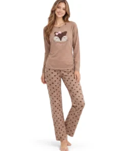Conjunto Feminino Adulto Em Moletinho Com Bordado De Raposa