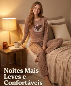 Alternative view of Conjunto Feminino Adulto Em Moletinho Com Bordado De Raposa